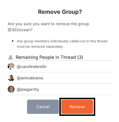 Confirm Remove Group