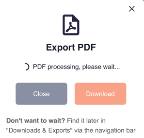 Downloads & Exports - Popup